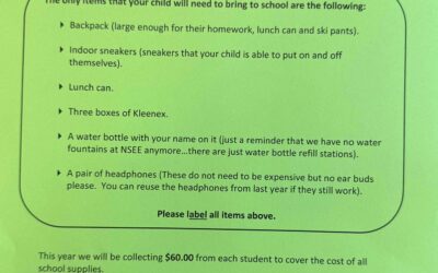 NSEE Grades 3 to 6 Supply List for 2025-2026