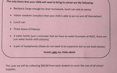 NSEE Grades K to 2 Supply List for 2025-2026